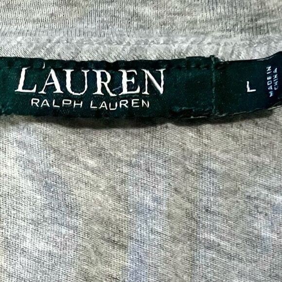 Lauren Ralph Lauren Long Sleeve Henley in Grey/Cream Women’s L - Picture 5 of 6